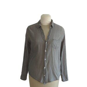 Sundry Striped V-Neck Button Down Shirt